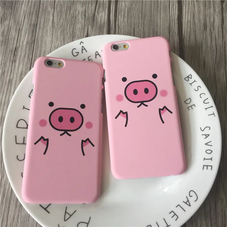Ca s e для iPhone 7 Plus 6 6S 5 улыбка Розовая Свинья PC pla S Tic ультра тонкий матовый