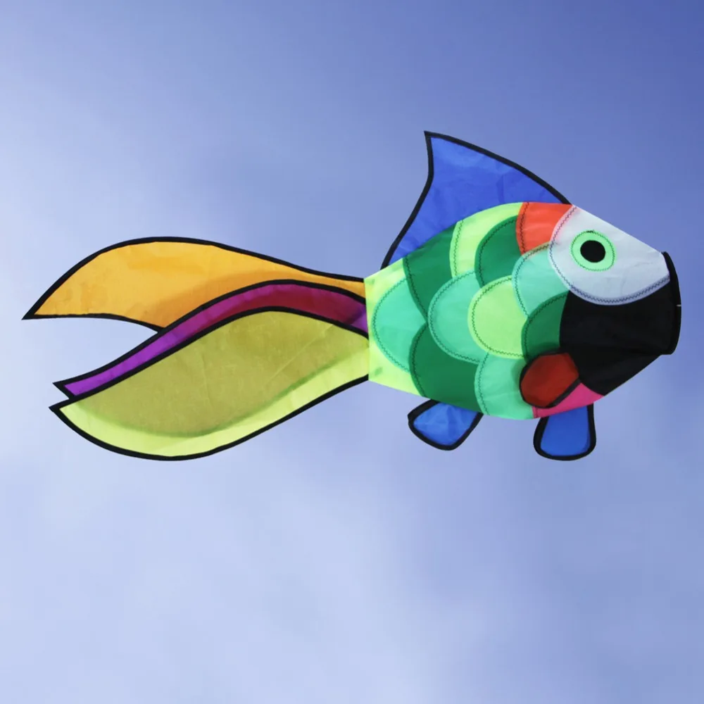 New Rainbow Fish Kite Windsock Outdoor Garden Decor Festival Kids Toys Flying Nylon Kite Free Shipping