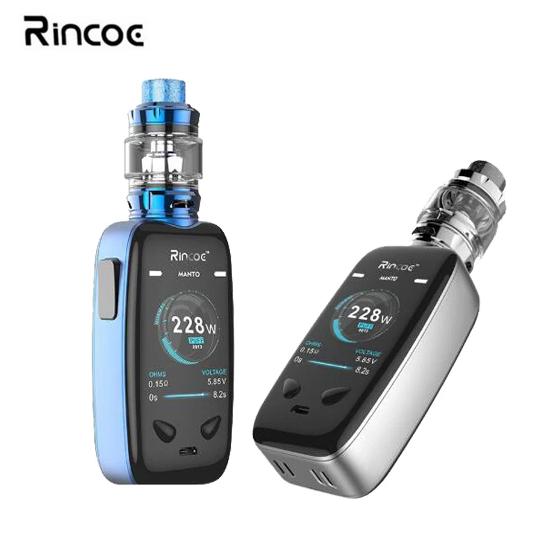 

100% Original Rincoe Manto TC 228W Kit Manto Stylish Box MOD with Metis Sub ohm Tank Ecigarette Vapor