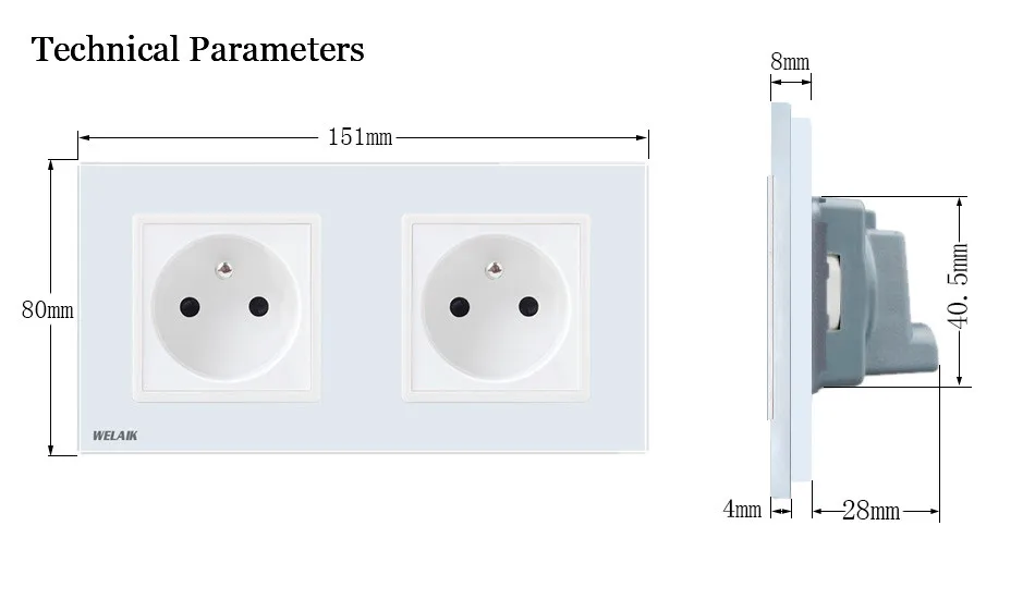 Welaik Стекло Панель ЕС стены разъем розетка Белый Черный Французский Стандартный Мощность разъем AC110~ 250 В a28f8fw/ b