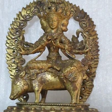 Xd 002868 Тибет vintage Бронзовый gild Езды Свинья Marichi Maricideva свет Мать статуя Будды