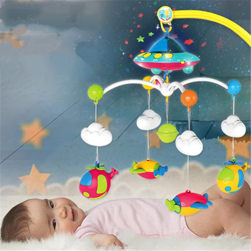 Chocalho do Bebê Berço do Bebê Ano de Idade Bebê Cama Sino Recém-nascido 0-12months Brinquedo Girando Música Pendurado Suporte Conjunto Móvel Titular 0-1 4 High Quality Brinquedos e hobbies