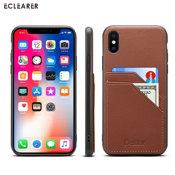 

Durable Luxury Car Genuine Leather & TPU Case Cover For iPhone XS MAX X XS XR 7 8 Plus Back Card Slots Holder Magnet Case Cover