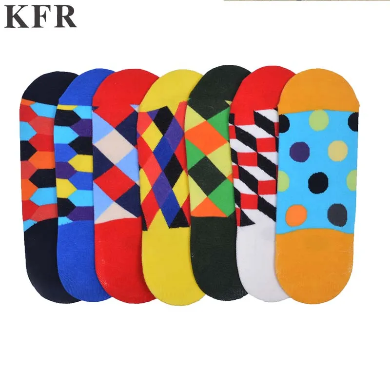 

Art Harajuku Striped plaid dot Sock Slippers Cotton Crew Printed Women Men Sock short Novelty Funny Painting Character cute