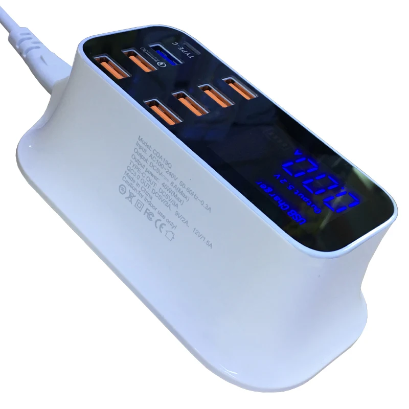 USB Charger 8 Port Smart Dock Station LED Display Quick Desktop Strip Power Adapter Socket For iPhone iPad SAMSUNG Xiaomi Tablet (7)