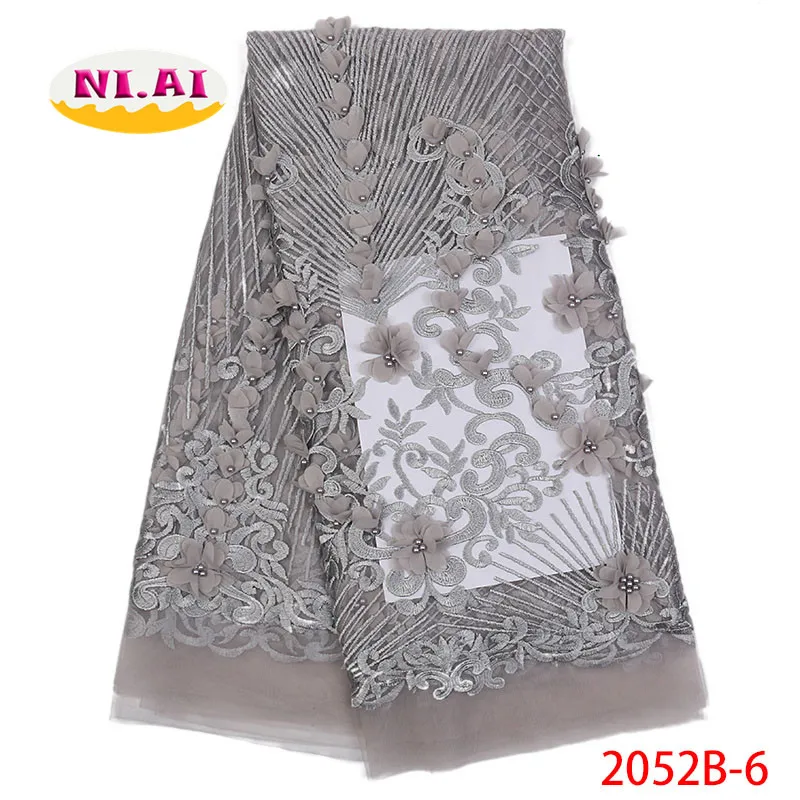 

Grey Nigerian Lace Fabrics, Nigerian Tulle Lace Fabric, 2018 High Quality Lace For Wedding MR2052B