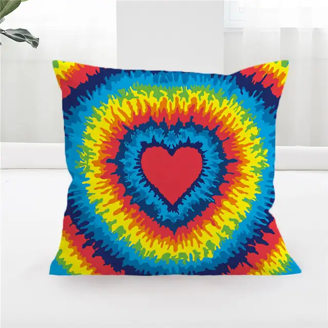 BlessLiving Tie Dye Pillow Covers Bohemian Hippie Cushion Cover Rainbow