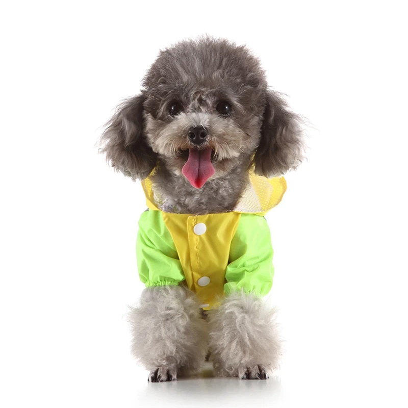 Водонепроницаемый дождевик для животных куртка дождевик с надписью ФБР(для щенков дождевые пальто с капюшоном светоотражающие камуфляжная дождевик восхождение 4 ног пальто - Цвет: Цвет: желтый