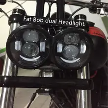 Пара черный мотоцикл светодиодные фары 4,6" для Fat Bob светодиодные фары с Hi/Lo луч ангельские глаза для Harley Dyna Fat Bob свет