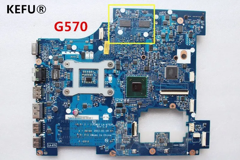 KEFU For Lenovo laptop motherboard G570 LA-6753P DDR3 mainboard functions 100% fully Tested
