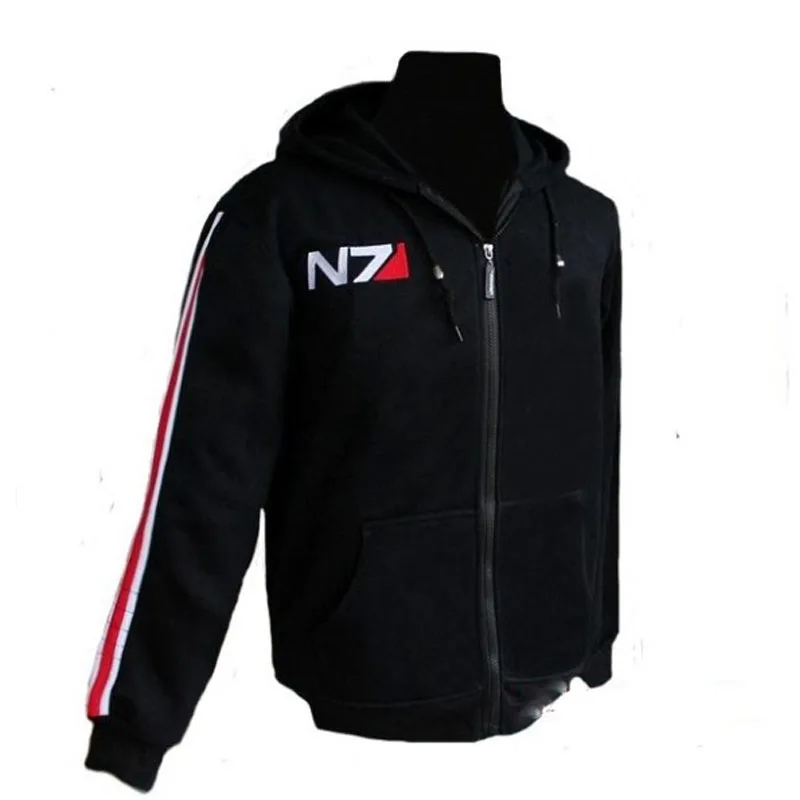Cosplay N7 Mass Effect Zip Up Hoodie Männer Schwarz Anime Mit Kapuze  Sweatshirt Frauen Embordery Fleece Dicke Warme Sweet Streetwear - AliExpress