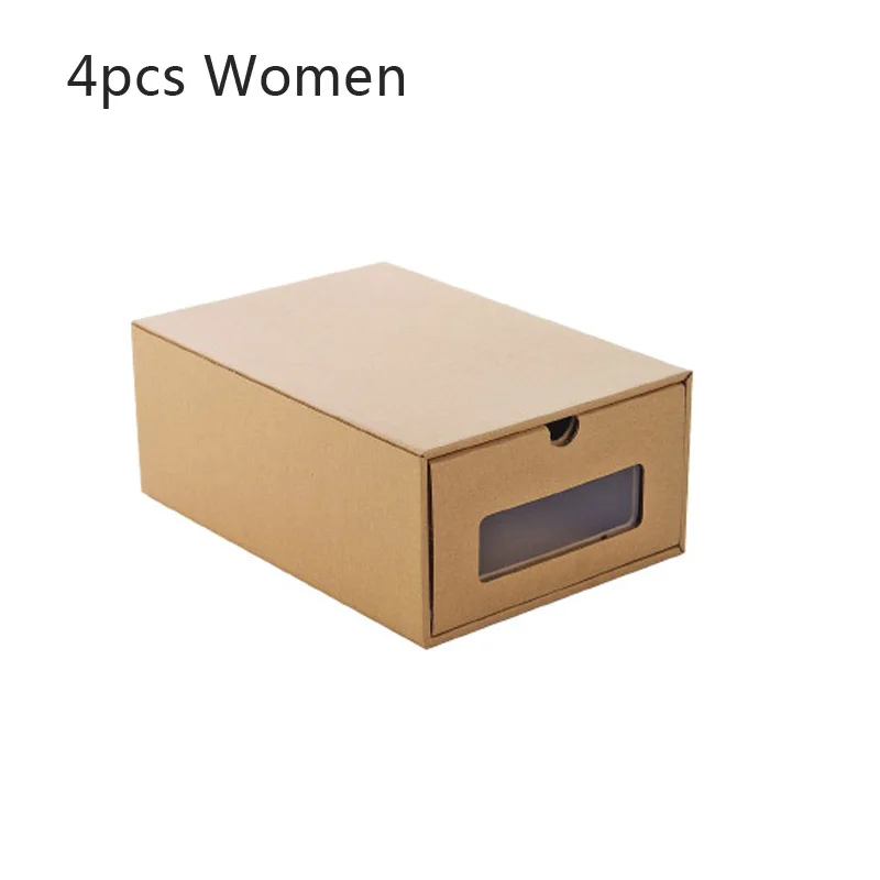 Крафт-бумага может быть сложен ящик коробка для обуви Органайзер для мужчин, женщин, детей обувь для хранения сапоги кроссовки Пылезащитная отделка s - Цвет: 4pcs-women
