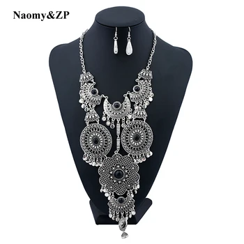 

Naomy&ZP Bohemia Long Tassel Big Necklace Power Maxi Chain Statement Ethnic Vintage Boho Large Bead Fashion Necklaces Women 2017