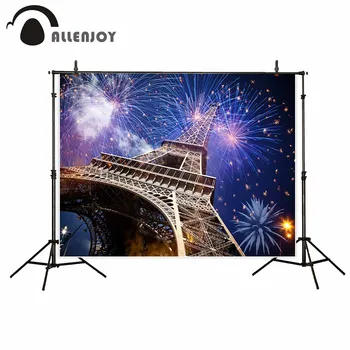 

Allenjoy photography backdrop Fireworks Color Eiffel Tower New Year Celebration background new original design for photo studio