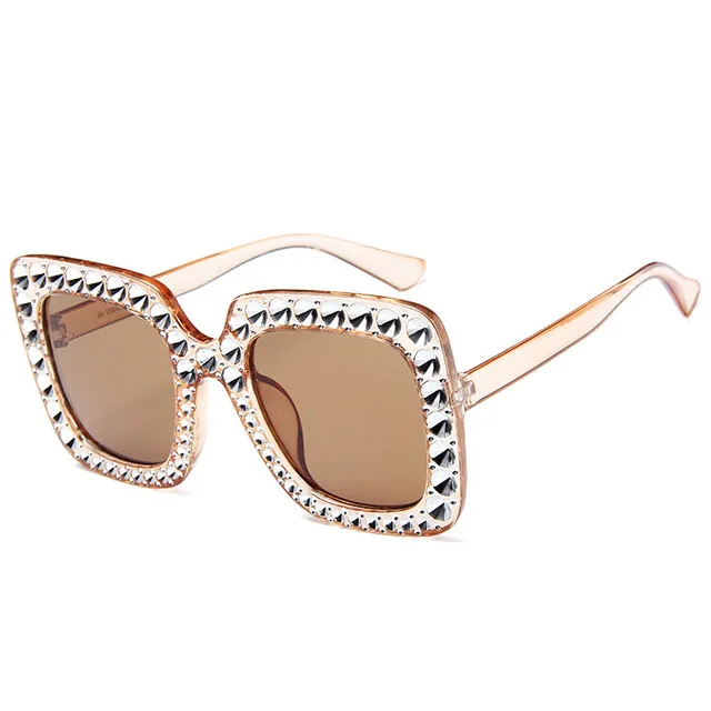 Роскошные брендовые Модные женские солнцезащитные очки в ретро стиле, стразы, квадратные женские солнцезащитные очки, UV400 - Цвет линз: c6