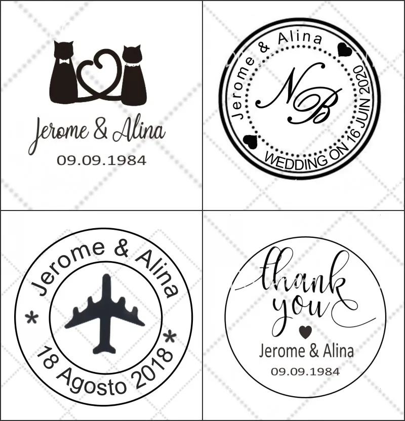 

Customized wedding Seal Photosensitive Diy ink self-inking stamp rubber round for scrapbooking W31-W40