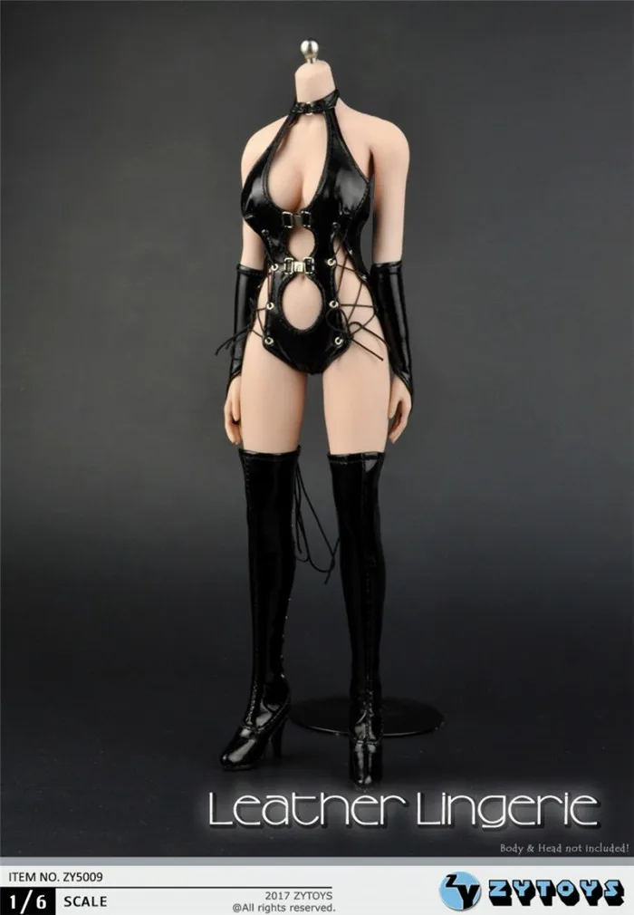 

1/6 scale female clothes model ZYTOYS ZY5009 Sexy leather underwear + tall boots model for 12'' soldier action figure