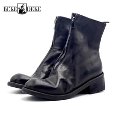 Натуральная кожа мужские ботинки классические толстая подошва молния Ретро зимние ботинки для мужчин высокое качество роскошные мужские туфли 5 см