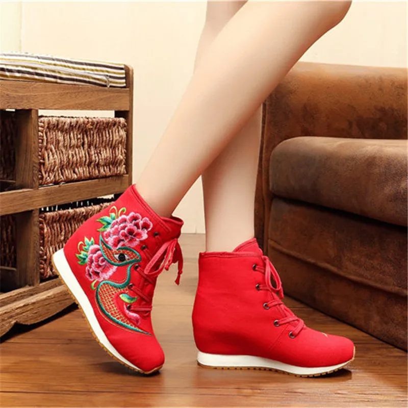 

Zapatos Oxford Mujer 2017 Fashion Chinese Ethnic Style Women's Cotton Fabric Internal Height Increasing Casual Shoes For Woman
