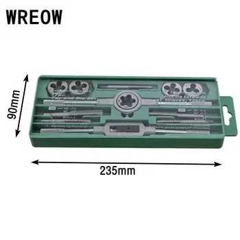 

12pcs/Set Metric Alloy Steel Tap Die Screw Thread Wire Tapping Threading Plugs Taps Tool With Wrench hand Tool Set M3-M12 M6-M12