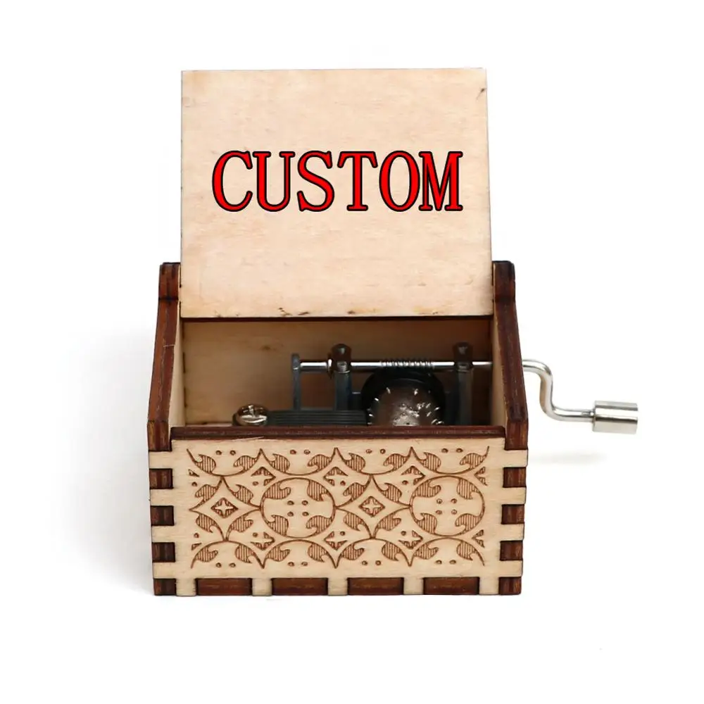 Private custom carved wooden Empty music box movie theme custom music box Christmas birthday gift Wood gift Wedding Gifts music box