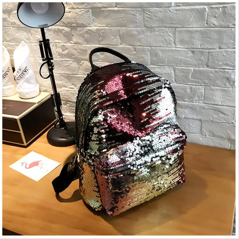 Glitter Backpack Women Sequin Backpacks Teenage Girls Bling Rucksack