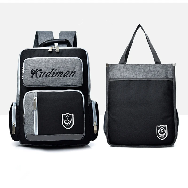 

Korean fashion nylon backpack Lightweight orthopedic 2pcs/set combination school bags for teen boys and girls Casual backpacks