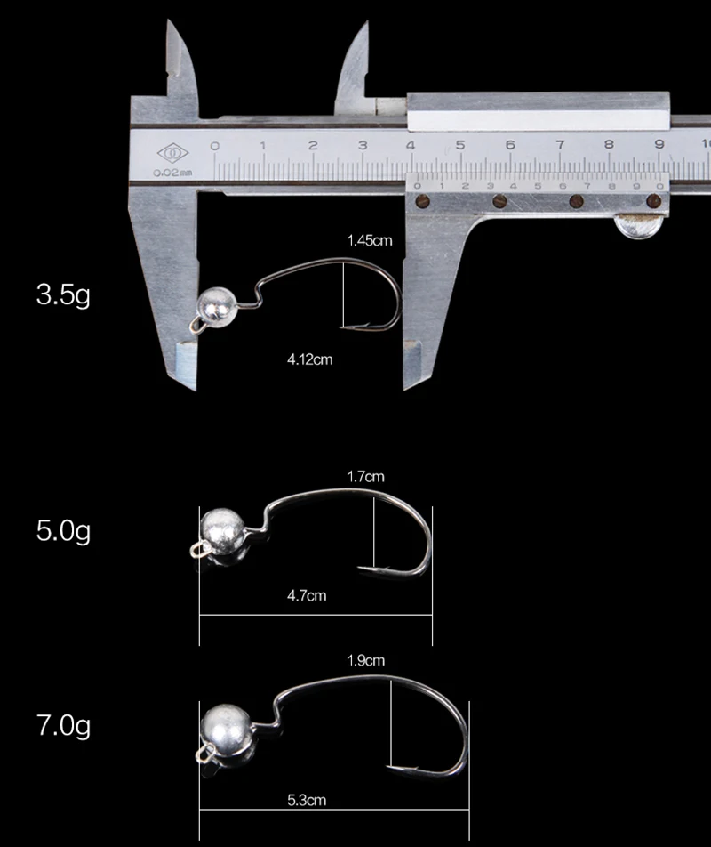 8 шт./2 упаковки крючковый крючок с свинцовыми весами основной крючок с головкой с широким животом Мягкая приманка с застежками мягкий червь 3,5 г/5 г/7,0 г YG23