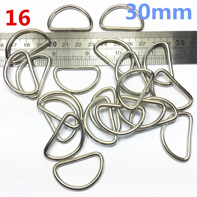 16  30mm  silver  Dee Rings for NonWelded D ring Non-Welded Nickel Plated D-Rings Webbing Strapping Bags Garment Accessories Buckle (2)