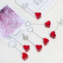 1 шт., подарок, настольный орнамент, домашний декор, держатель для заметок, зажим для карт в форме животного, красное сердце, подставка для фотографий, Свадебный орнамент