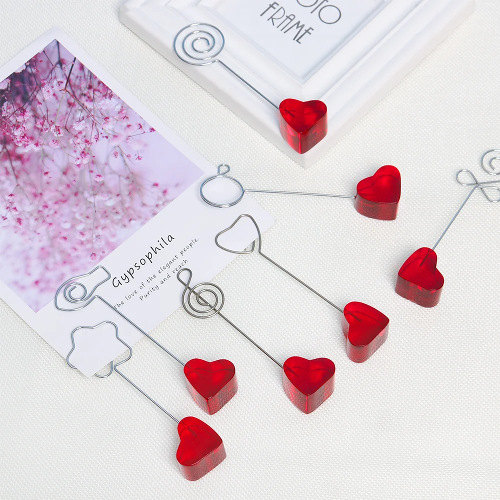 

1 PC Gift Desktop Ornament Home Decor Note Holder Card Clamp Red Heart Stand Photo Clip Home Decor Picture Holder