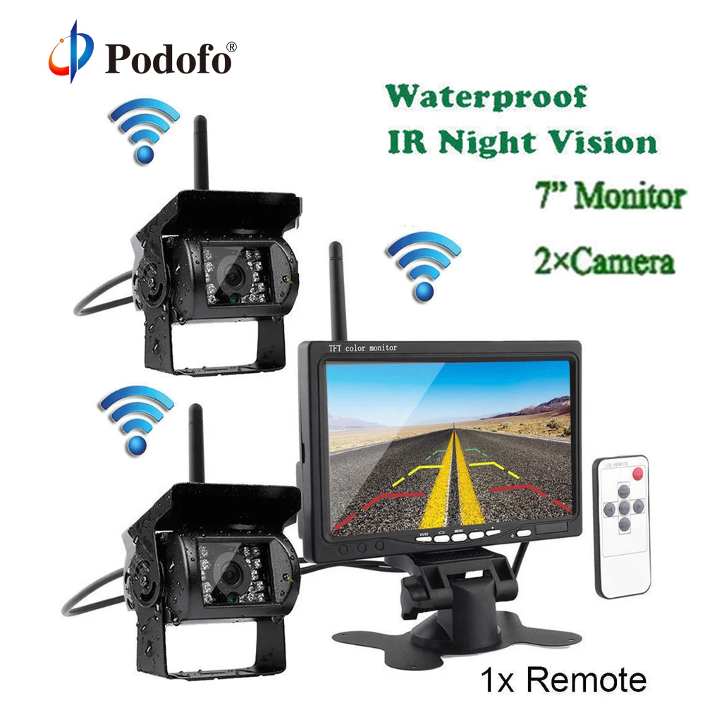 

AMPrime 7 Inch Car Parking Monitor with Reversing Camera 2.4 GHz wireless Transmitter Receiver Rearview Kit for RV Truck Trailer