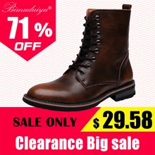 BIMUDUIYU; Новое поступление; модная очень теплая мужская обувь ручной работы; сезон осень-зима; повседневные ботильоны в британском стиле; зимние ботинки с эффектом потертости