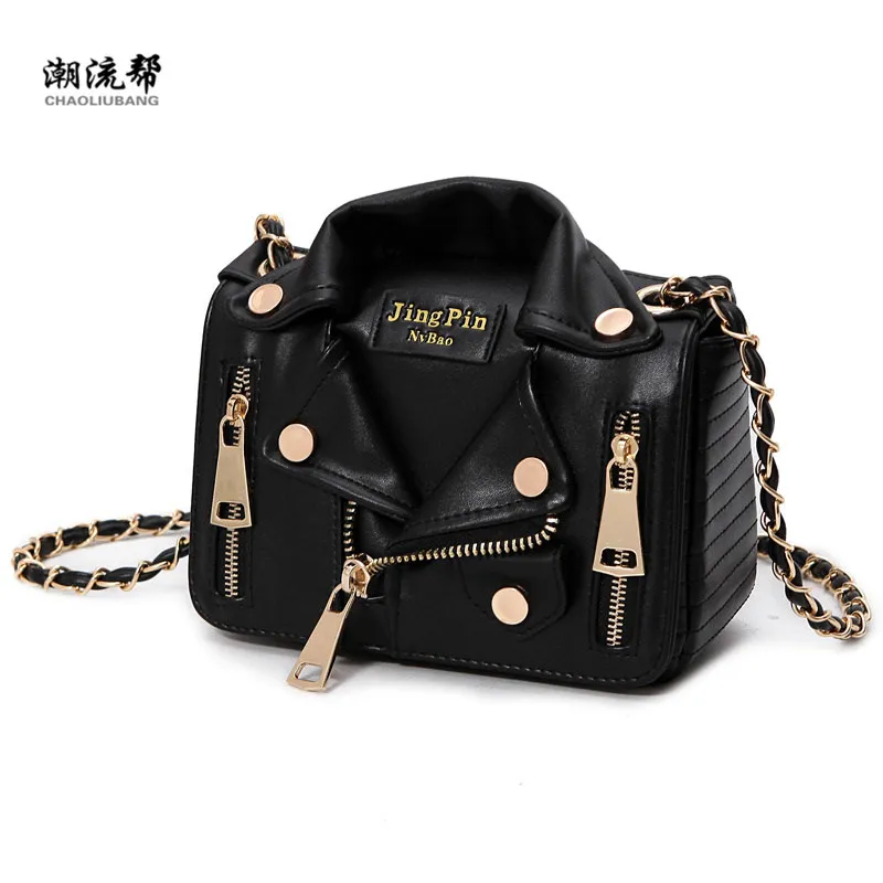  New European Brand Designer Chain Motorcycle Bags Women Clothing Shoulder Rivet Jacket Bags Messeng - 32815456043