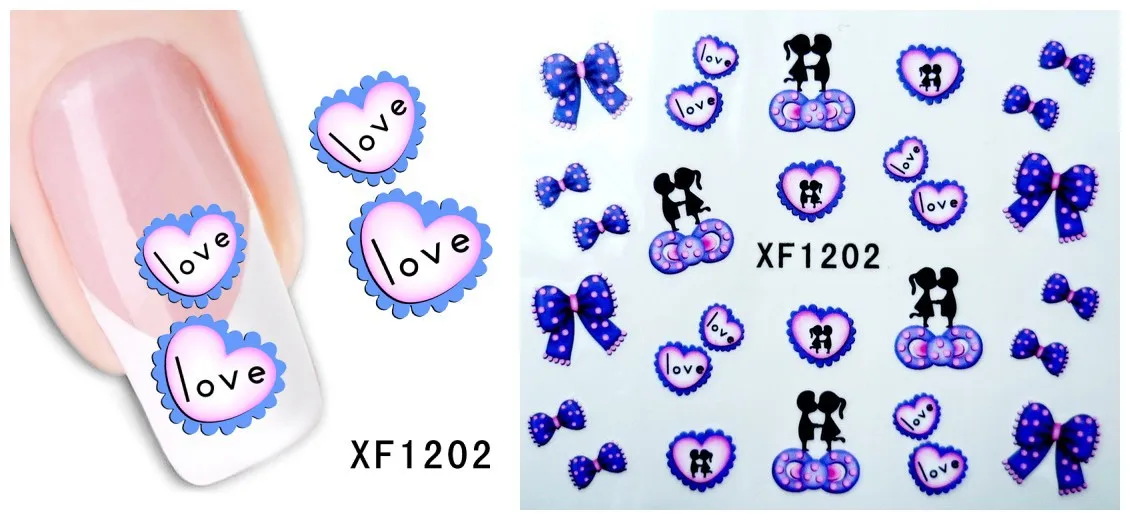 Водонепроницаемый Переводные ногти искусство стикер мультяшка Любовь Дизайн Леди Женщины маникюрные инструменты Обертывания для ногтей XF1203