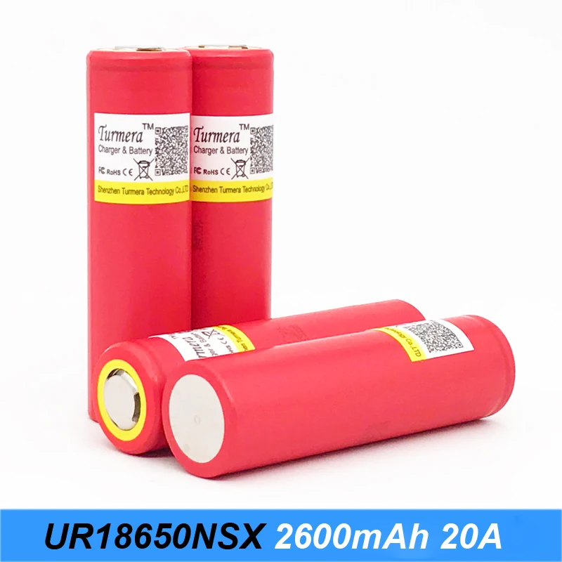 Turmera новый оригинальный 3 6 В 18650UR18650NSX 2600 мАч непрерывной 20A E-Cig для Sanyoo 7