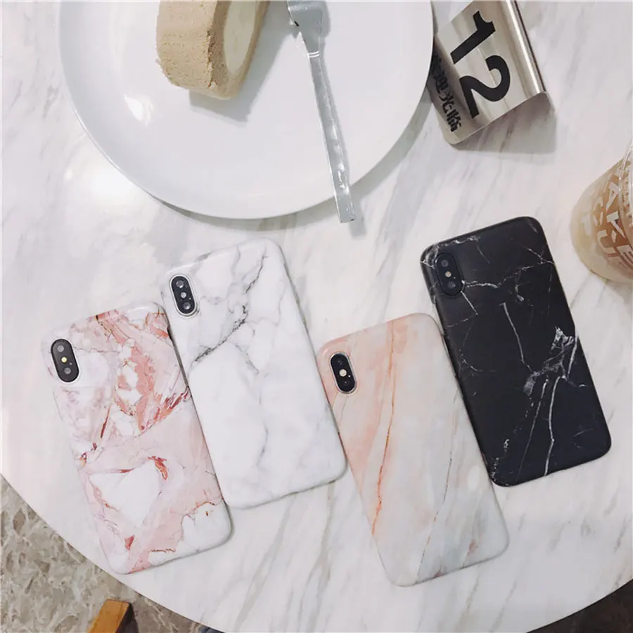 ZMDLDZSW Fashion Marble Cover for iPhone X 10 Fundas Pink Coralline Soft TPU Case for iPhone 6 6s 7 7plus 8 8plus Girl Boy Nice
