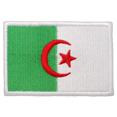 

1PCS Full Embroidery Algeria Flag Patch for Backpack Bag Jacket Armband Badge Hook and Loop Double Side 7.5cm * 5 cm