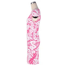 Nemidor 2017 Summer Women Short Sleeve Tropical Floral Sheath Dress Bodycon Plus Size 7XL Retro Print Mini Dress