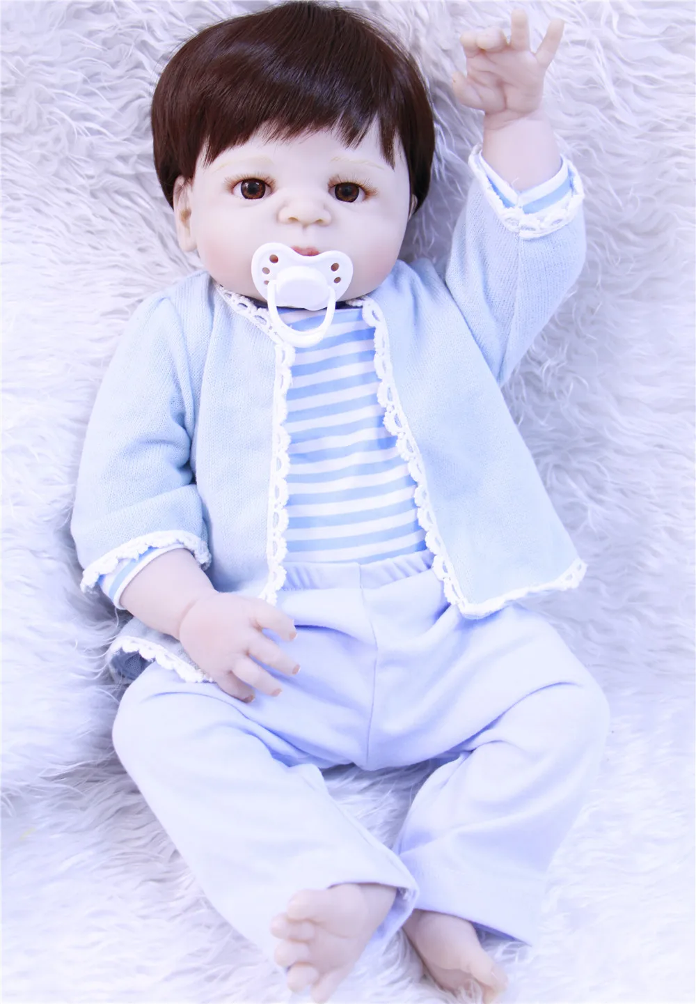 55 см всего тела силикона Reborn Baby Doll игрушка 22-дюймовый новорожденных мальчиков младенцев кукла рождественский подарок на день рождения