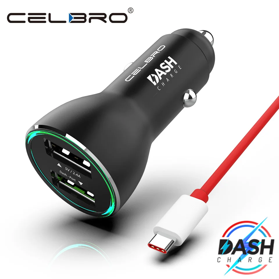 OnePlus Dash Charge Metal Car Charger Dual USB for OnePlus 6 5T 5 3T 3 Original One Plus Dash USB Type C Cable Fast Charging