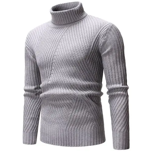 Мужской свитер, пуловер, трикотаж, Новое поступление, Осень-зима, модный свитер с высоким воротом, мужская одежда - Цвет: Серый