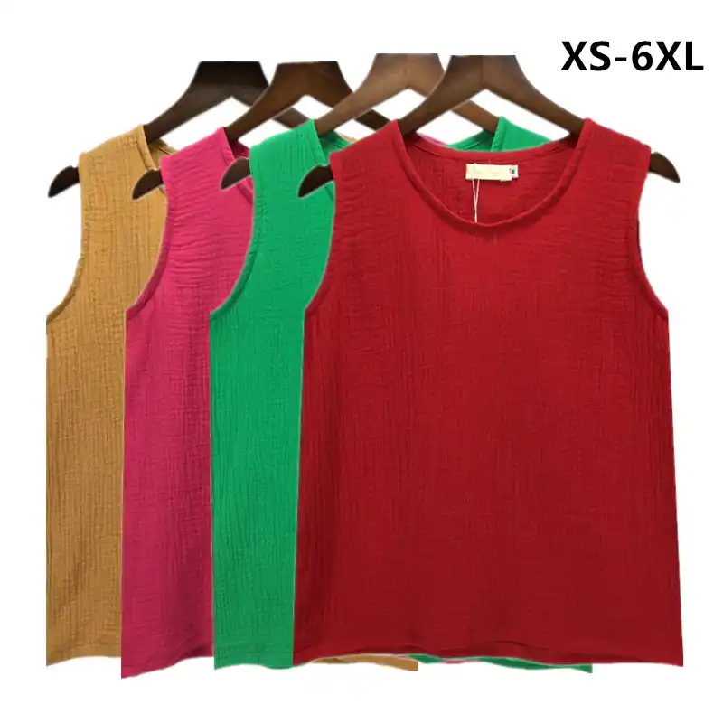 12 Colors Plus Size Vest S 5xl 6xl Women Cotton Linen Tops Vest