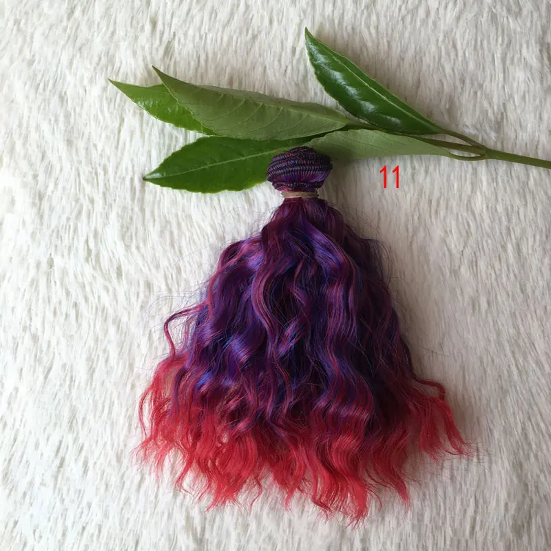 1 шт., шерстяные волосы для наращивания, утки 25*100 см, желтый, белый, красный цвет, вьющиеся кукольные волосы для BJD/SD, DIY парики - Цвет: Purple Red Color