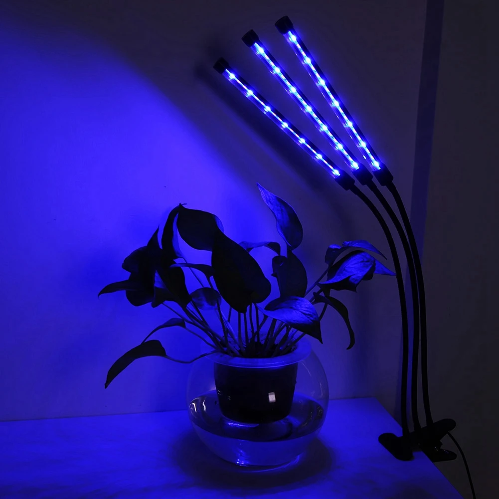 Светодиодный светильник для выращивания 5 в 18 Вт USB 3 головки гибкий зажим s-образной формы держатель для комнатных растений цветы лампа для выращивания