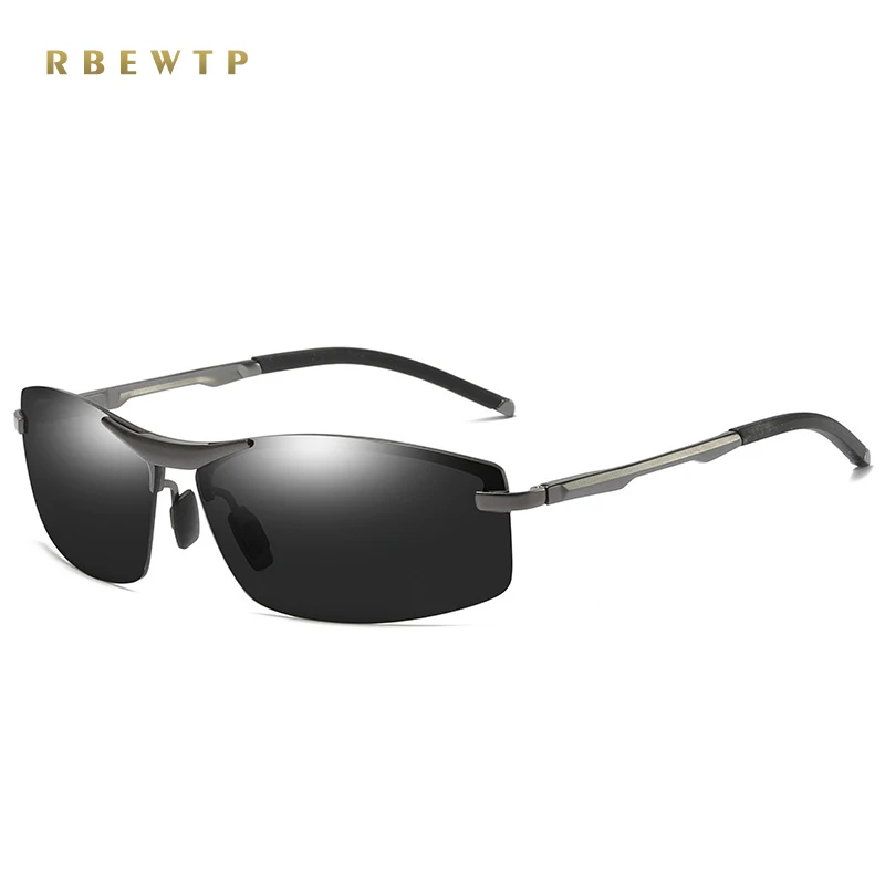 RBEWTP бренд фотохромные Солнцезащитные очки Мужские поляризационные очки без оправы для вождения HD линзы солнцезащитные очки UV400 оправа очки Gafas De So - Цвет линз: Gun