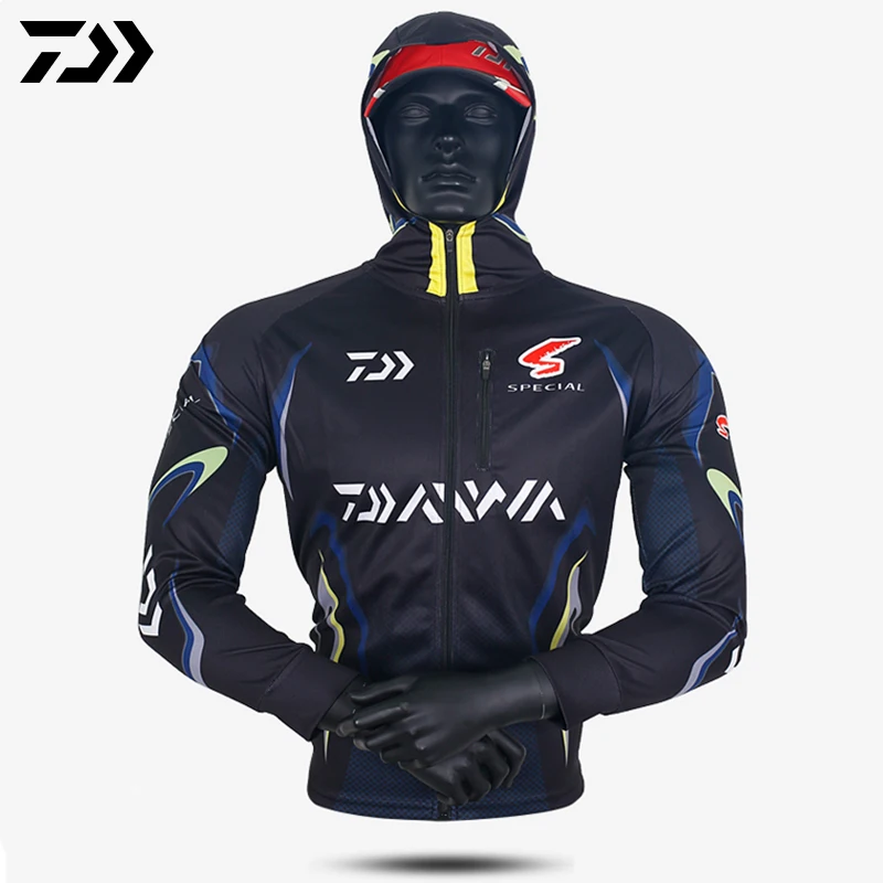 

Summer Fishing Hooded Men Breathable Sun Protection Fishing Jersey Outdoor Anti-UV Quick Drying Sunscreen Fishing Shirts