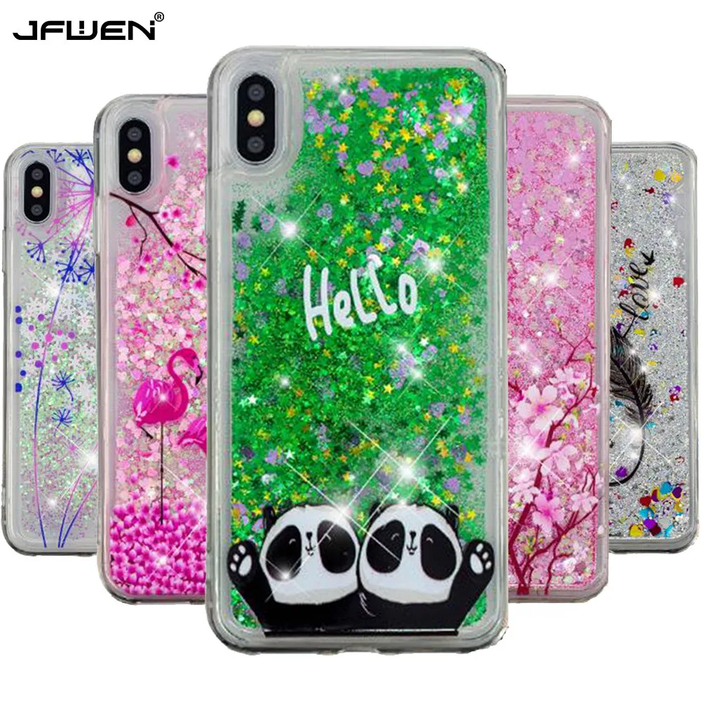 

JFWEN Phone Cases For iphone XS Max X 7 8 Plus Case Silicone Liquid Glitter Relief Back For iphone XR 8 7 6 6S Plus 5 5S SE Case
