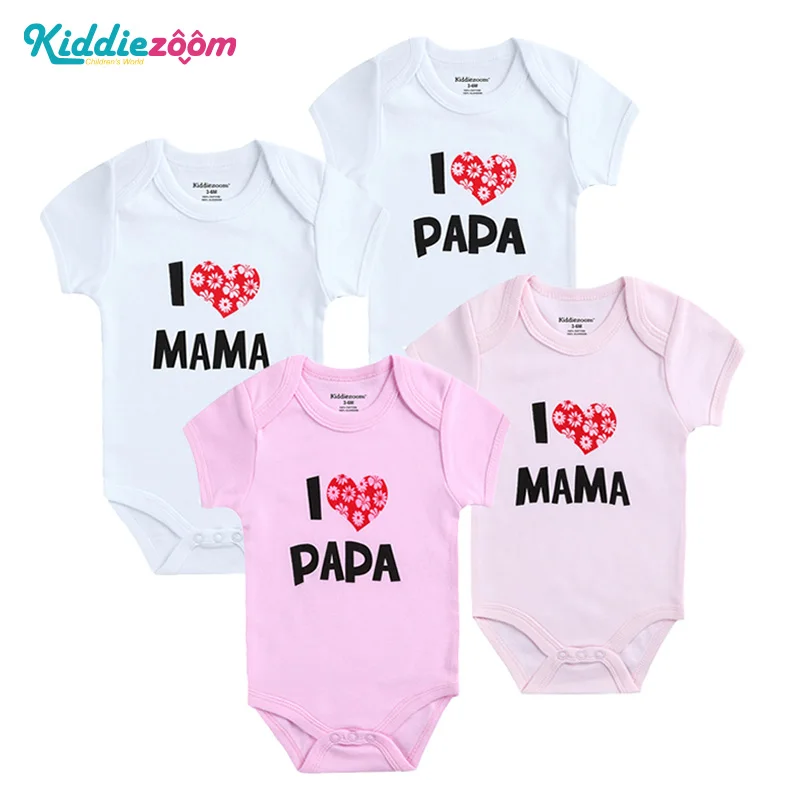 Комплект одежды для маленьких девочек с надписью I Love Papa Mama Комбинезоны мальчиков