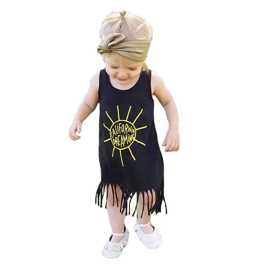 Baby Girls Dress Kids Girl 2018 Summer Sleeveless Boho Tassel Princess Party Birthday Dress Little Girls Dresses Kids Clothes (7)